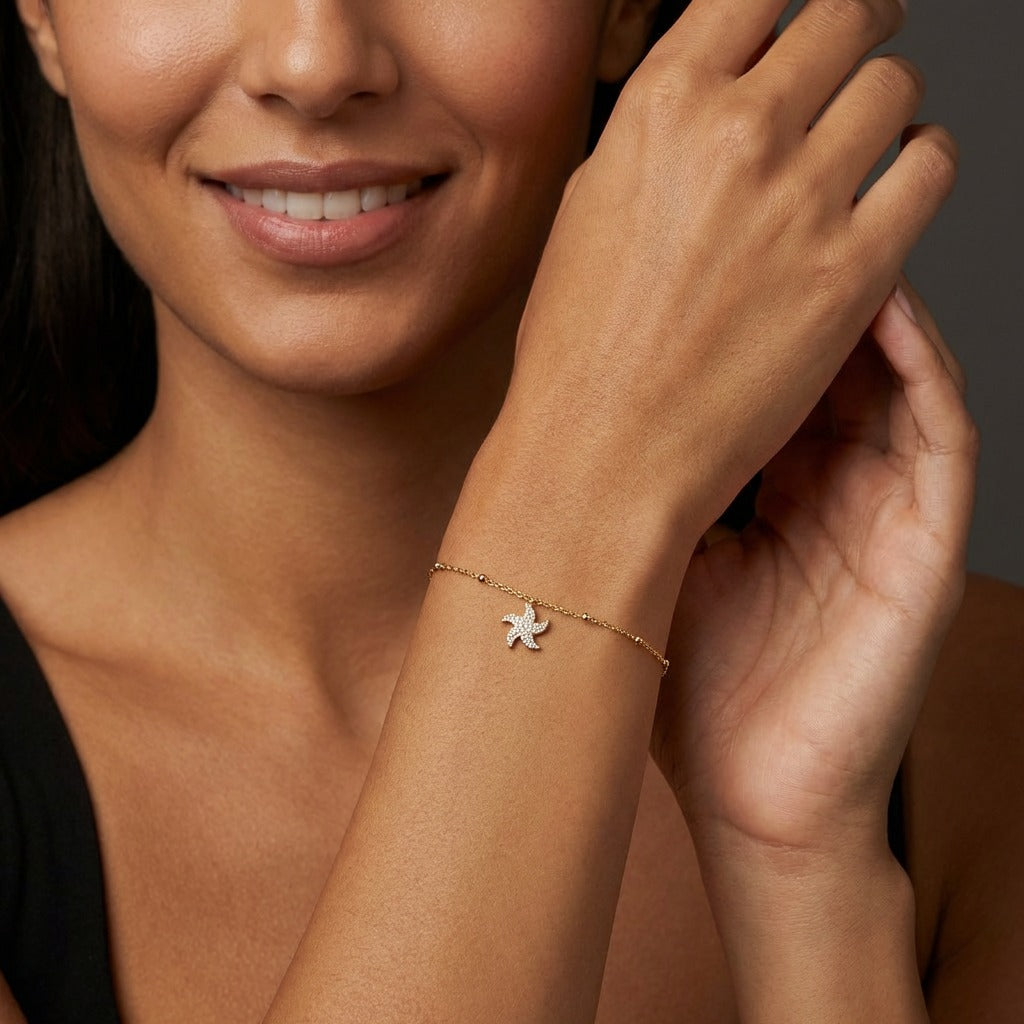 Diamond Starfish Bracelet – Étoile de Mer 0.25 ct / 3.00 g, solid 18K gold, view 2 of 4