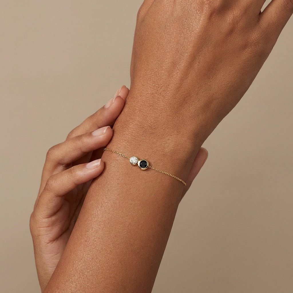 Duo Black Diamond Bracelet, solid 18K gold, view 2 of 6