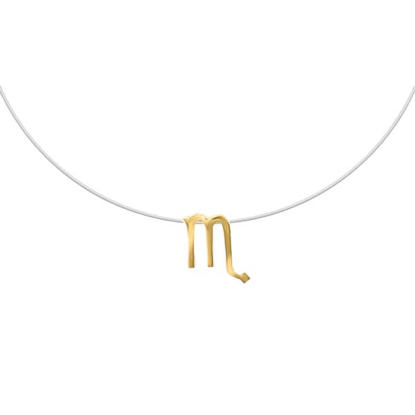 Zodiac Floating Choker with 18K Gold Zodiac Sign on Floating Wire