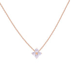 Fairy Necklace in 18K rose gold, floral motif set with four micro diamonds – Aquae Jewels