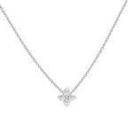 Fairy Necklace in 18K white gold, floral motif set with four micro diamonds – Aquae Jewels