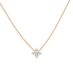 Fairy Necklace in 18K yellow gold, floral motif set with four micro diamonds – Aquae Jewels