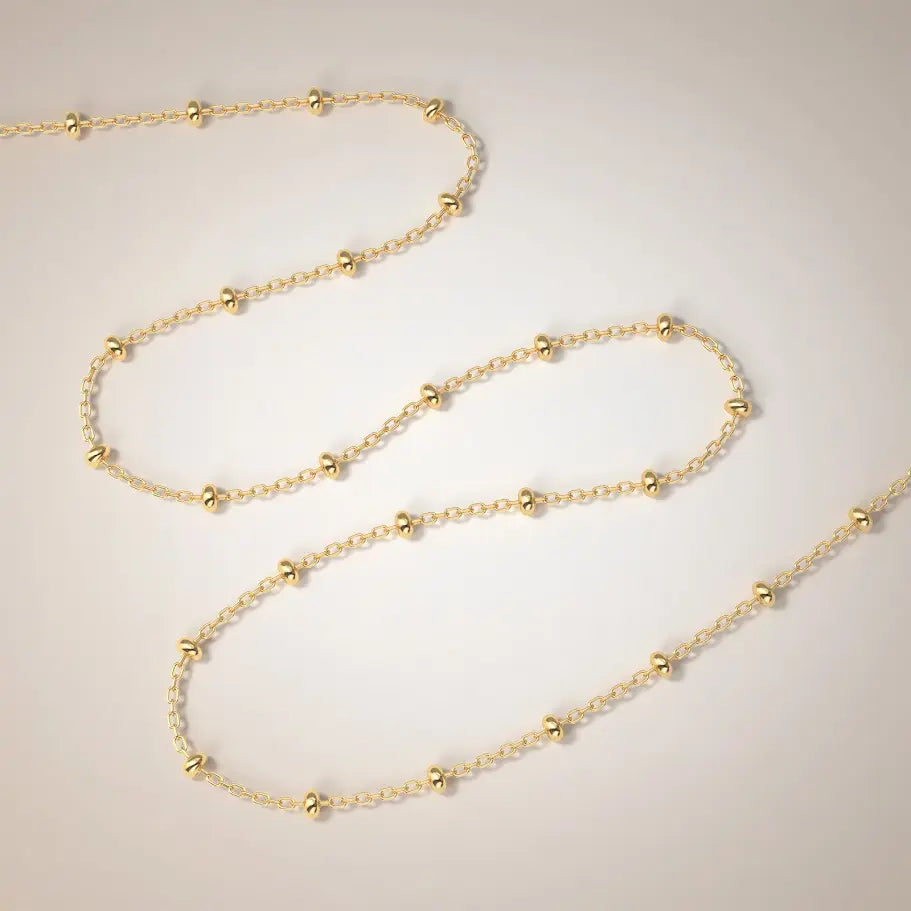 Beaded gold chain necklace in 18K gold – Isabella by Aquae Jewels