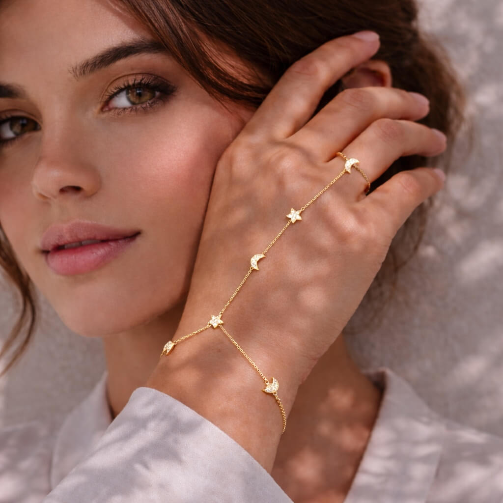 Moon & Star Hand Chain