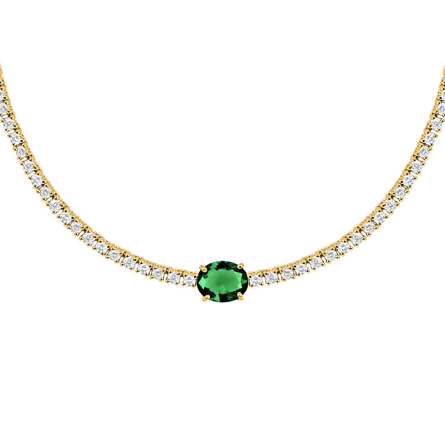 Scarlett Oval Precious Stone Tennis Necklace