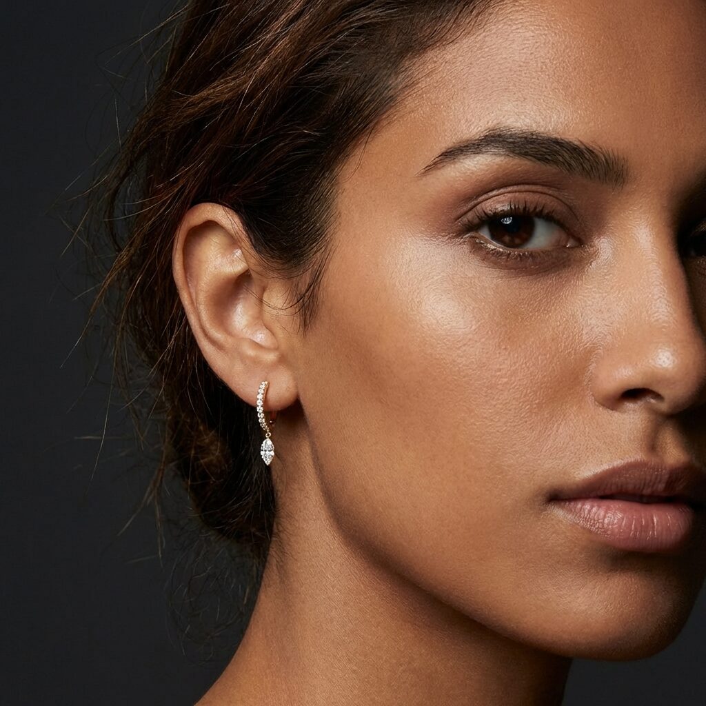 Marquise Pendant Hoop Earrings