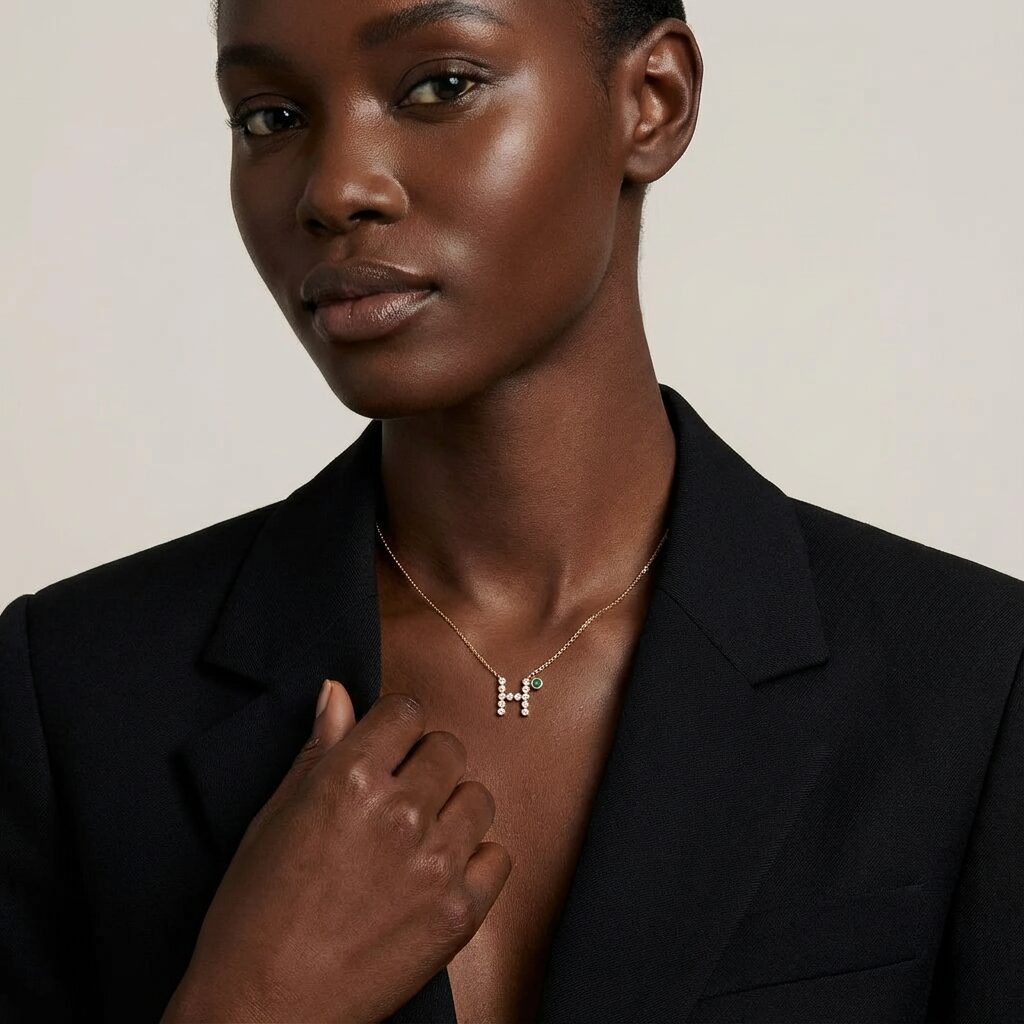 Diamond Initial & Birthstone Necklace
