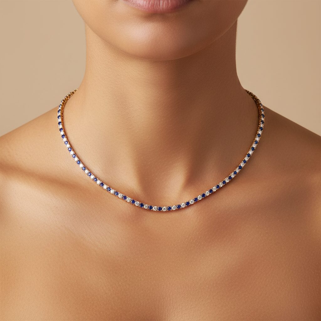 Diamonds and Precious Stones Tennis Necklace