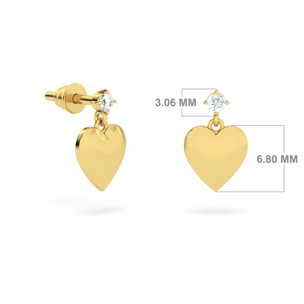 BABY EARRINGS DIAMOND STUD HANGING HEART