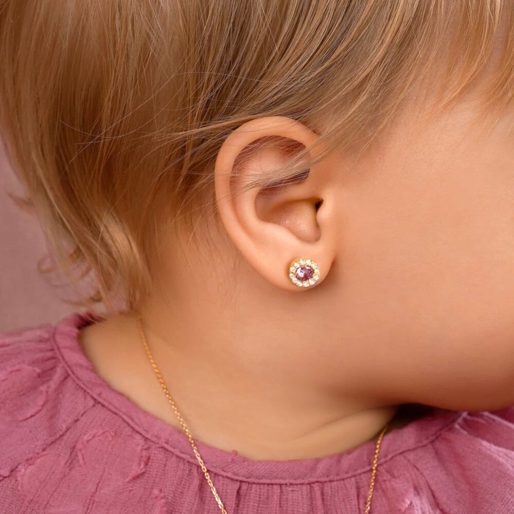 Boucles d'oreilles pour bébé Lily Rose, or 18 carats et diamants