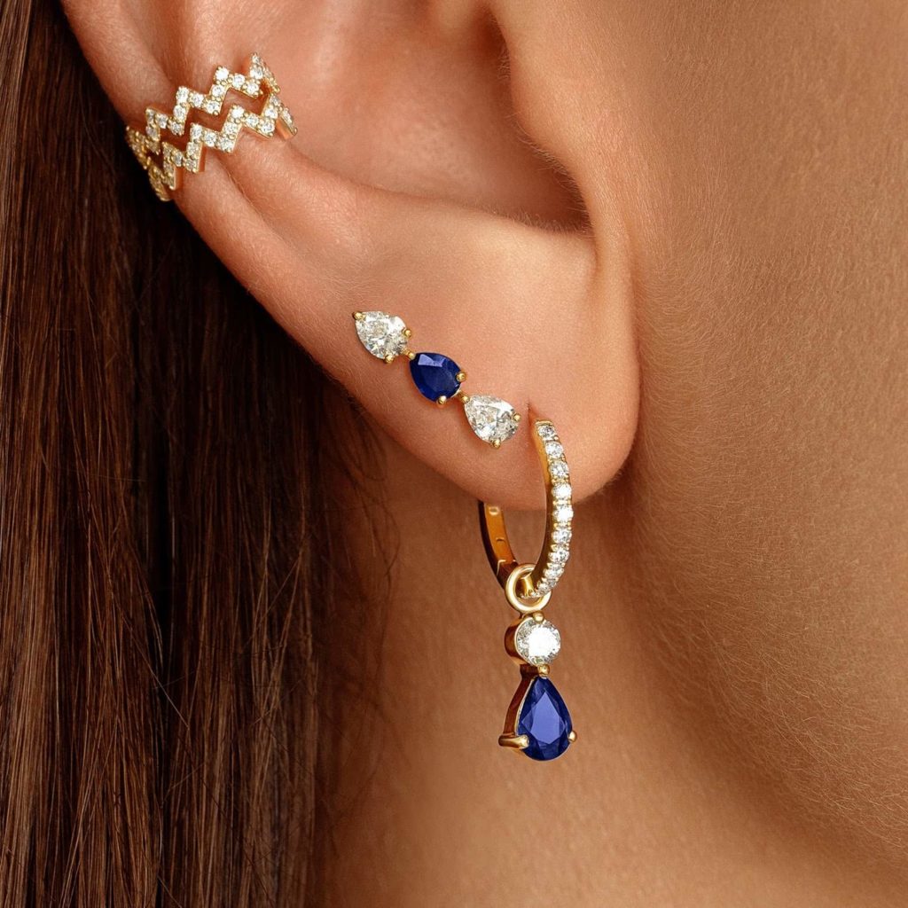 Earrings Java Precious Stones 18K Gold And Diamonds