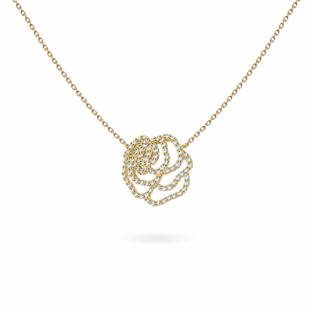 Necklace Rose Chouchou 18K Gold and Diamonds | Aquae Jewels