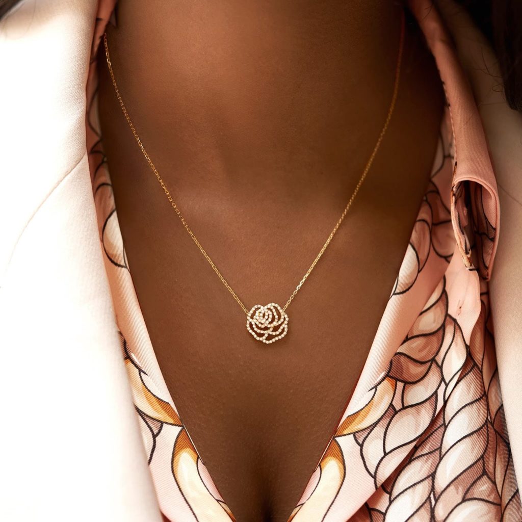 Necklace Rose Chouchou 18K Gold and Diamonds