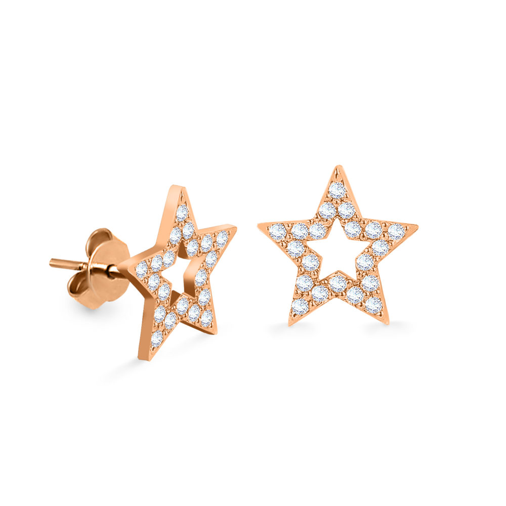 Star Diamond Studs Earrings Hollywood Star in 18K Gold