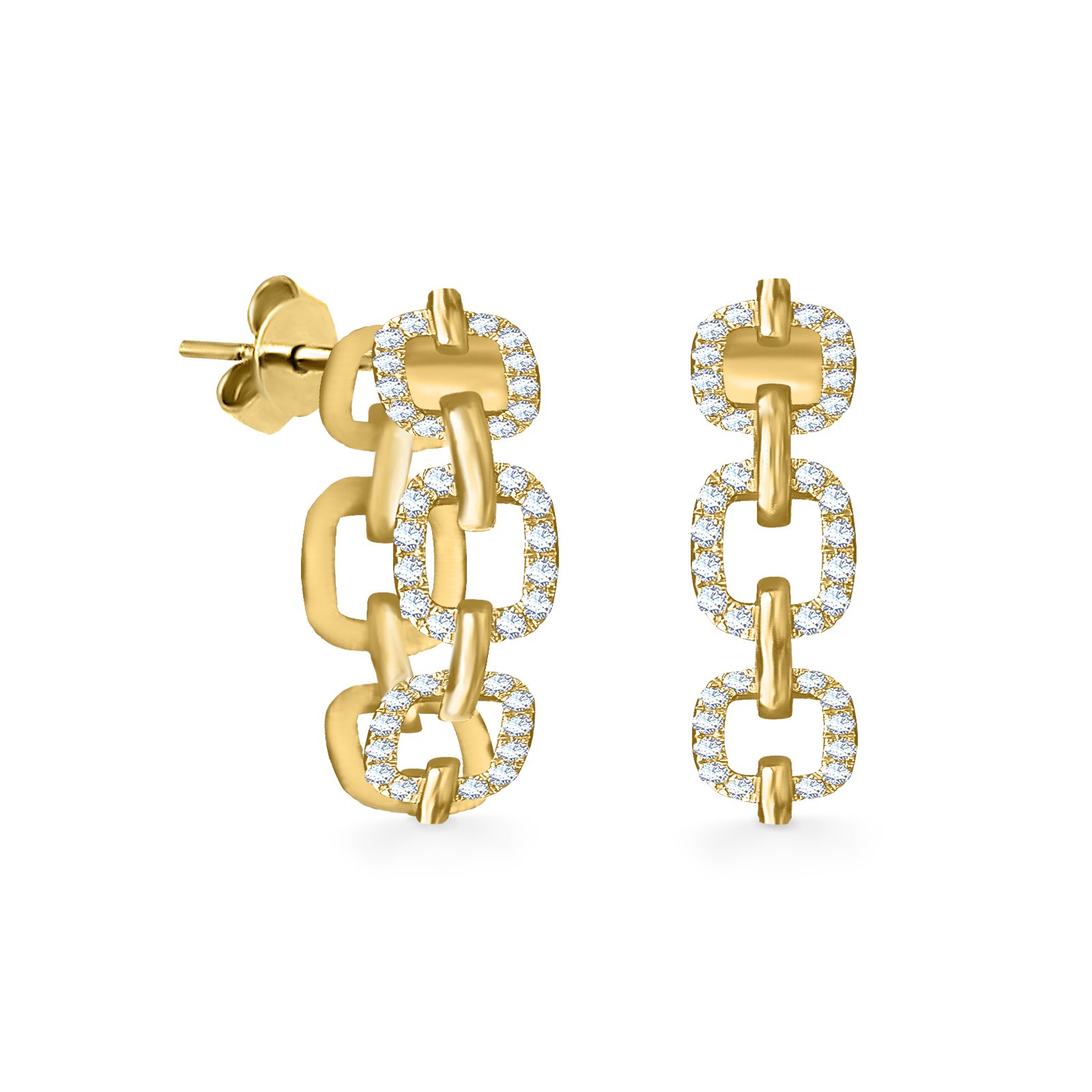 Earrings Diamond Chain 18K Gold and Diamonds - Aquae Jewels