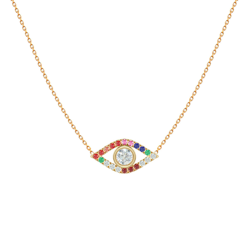 collier yeux maléfiques-multi-couleurs-18k-or