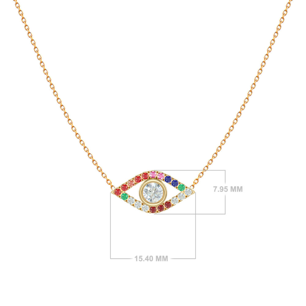 collier yeux maléfiques-multi-couleurs-18k-or