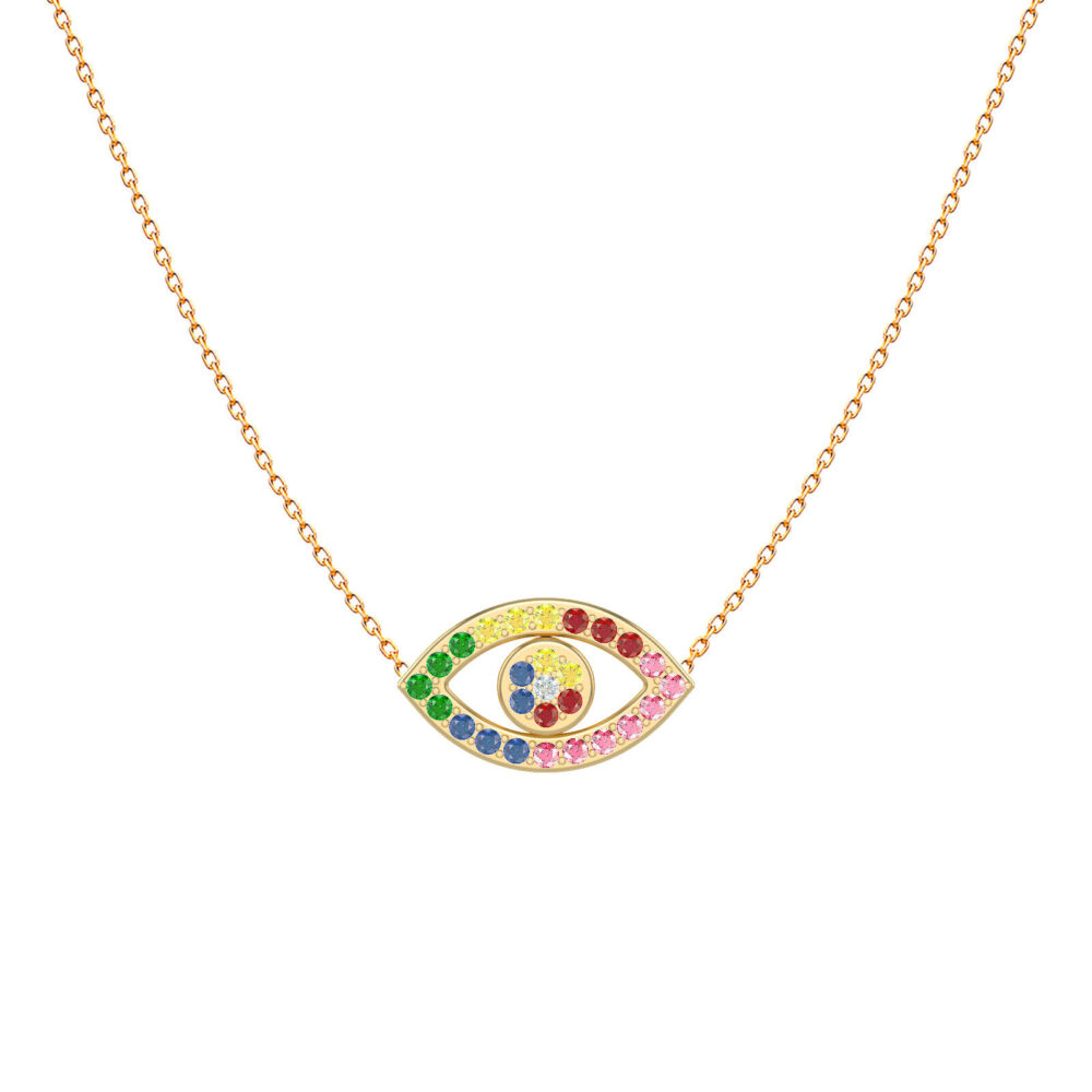 collier yeux diaboliques multicolores-petit-18k-or