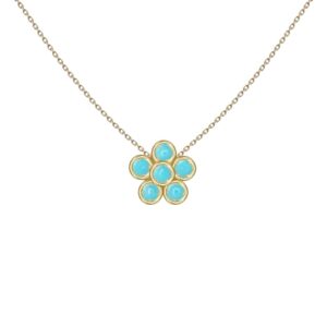 collier fleur d'or-turquoise