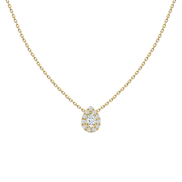 collana con diamanti taglio pera - collana mini - oro 18k