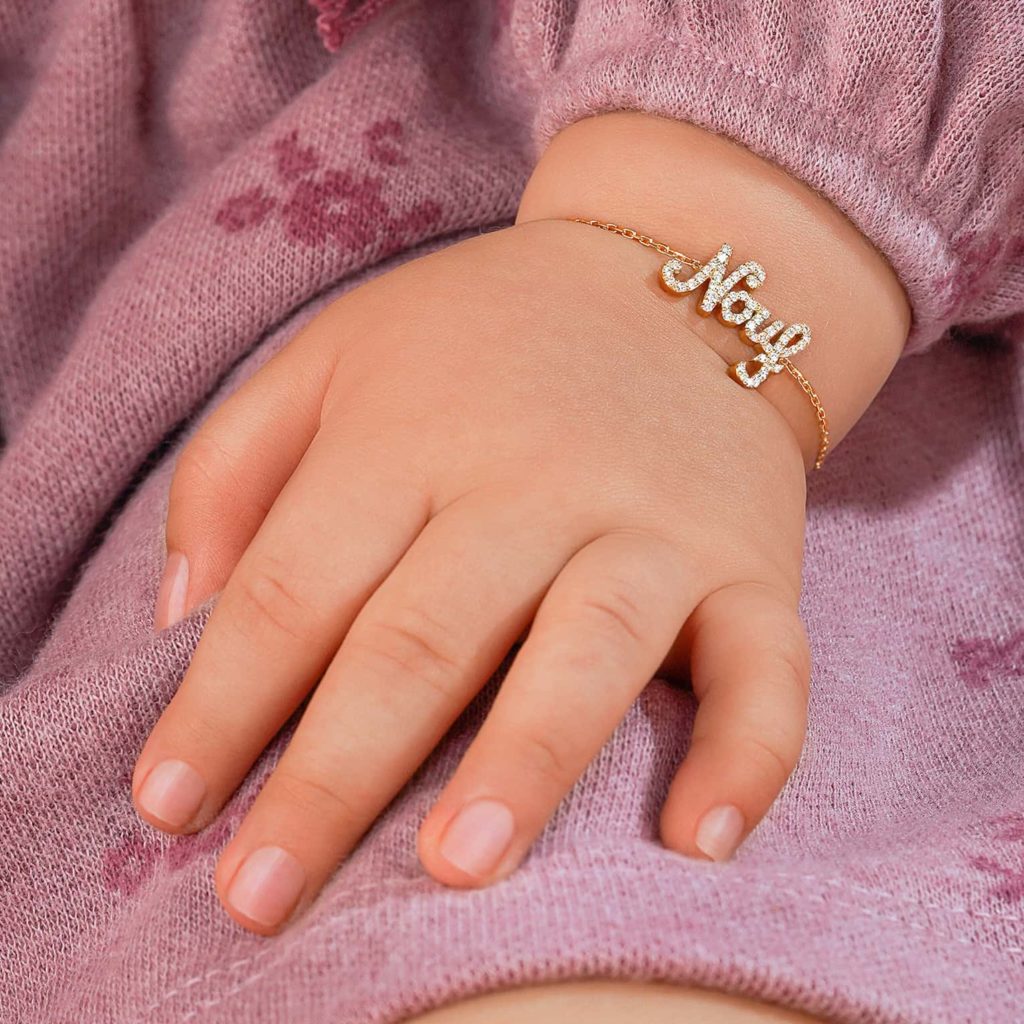 Baby Bracelet Diamond Name 18K Gold