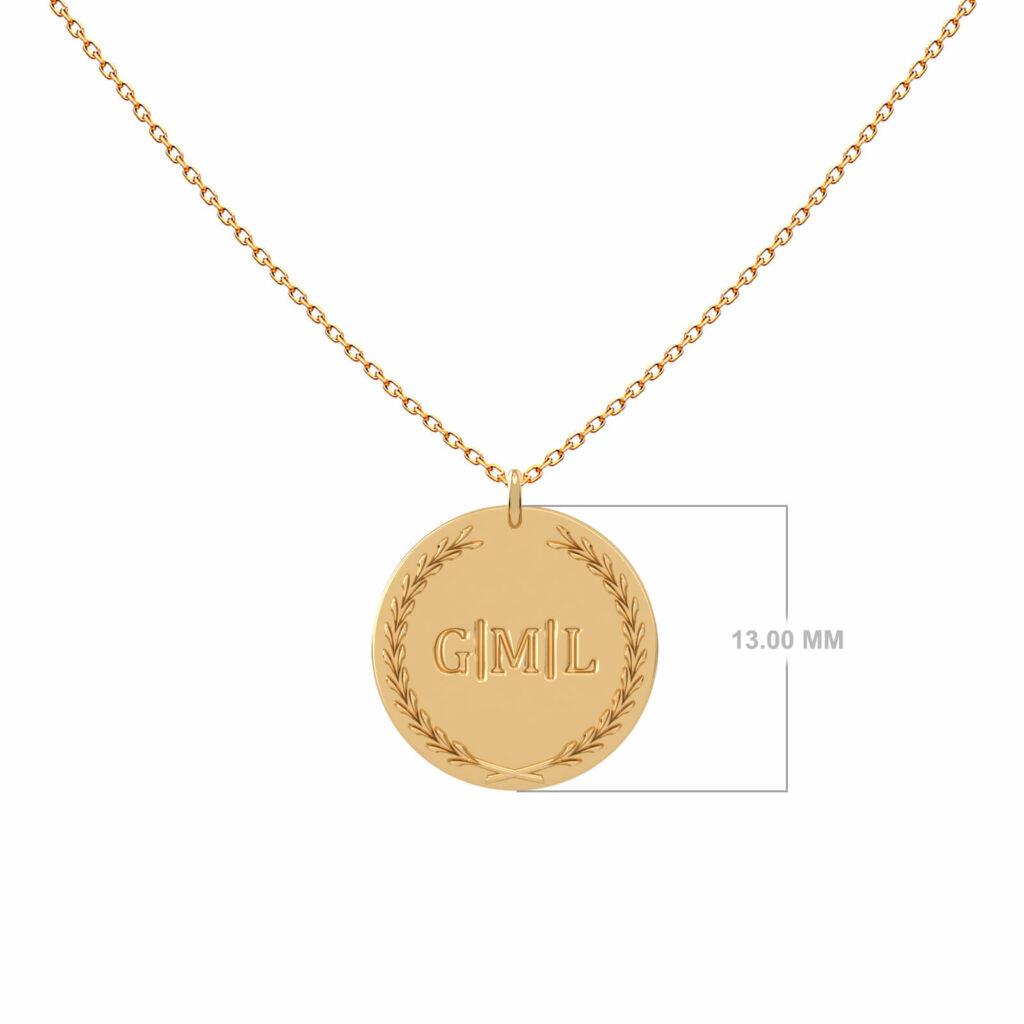 initiales personnalisables-collier-médaille-3-lettres-18k-or