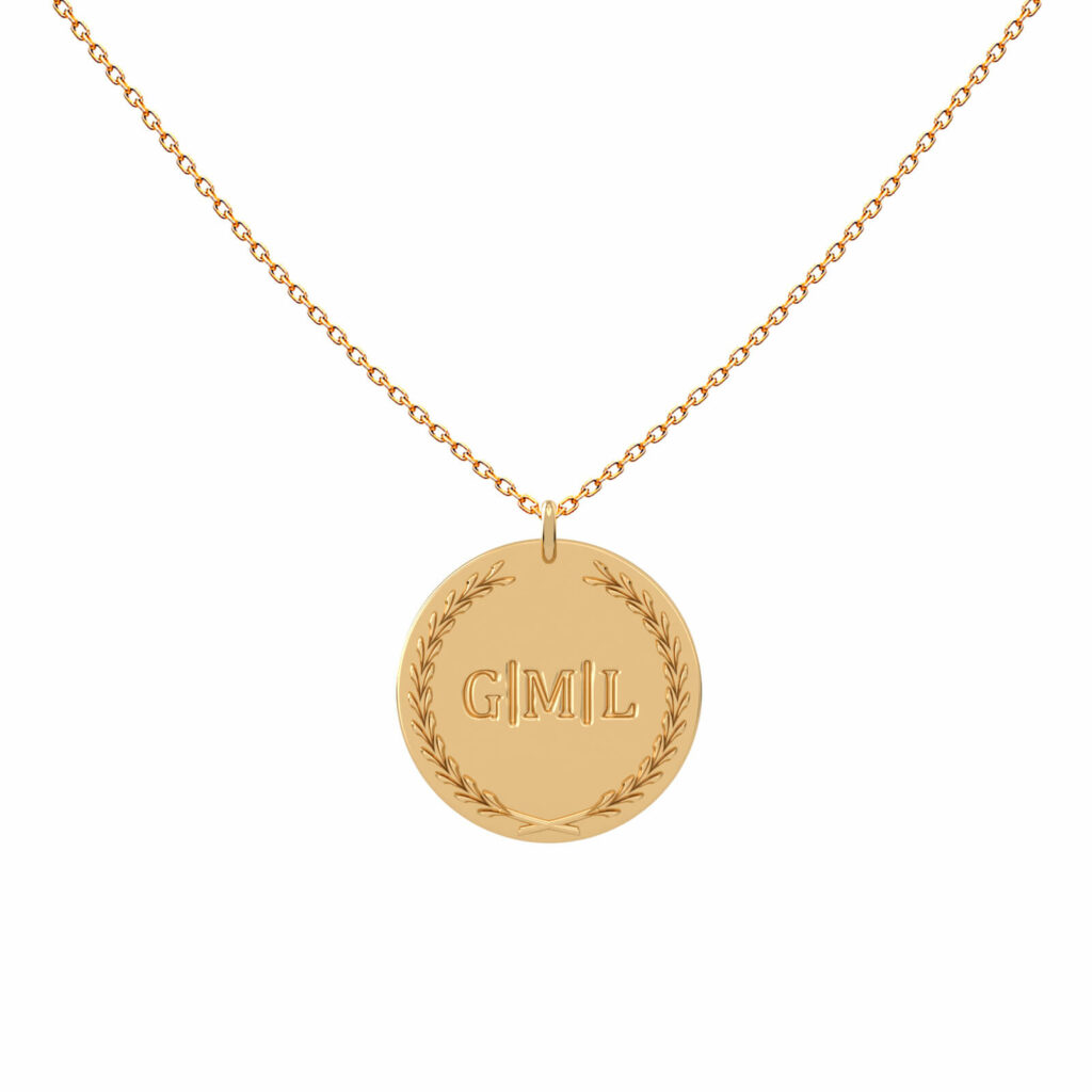 iniziali personalizzabili-collana-medaglia-3 lettere-18k-oro