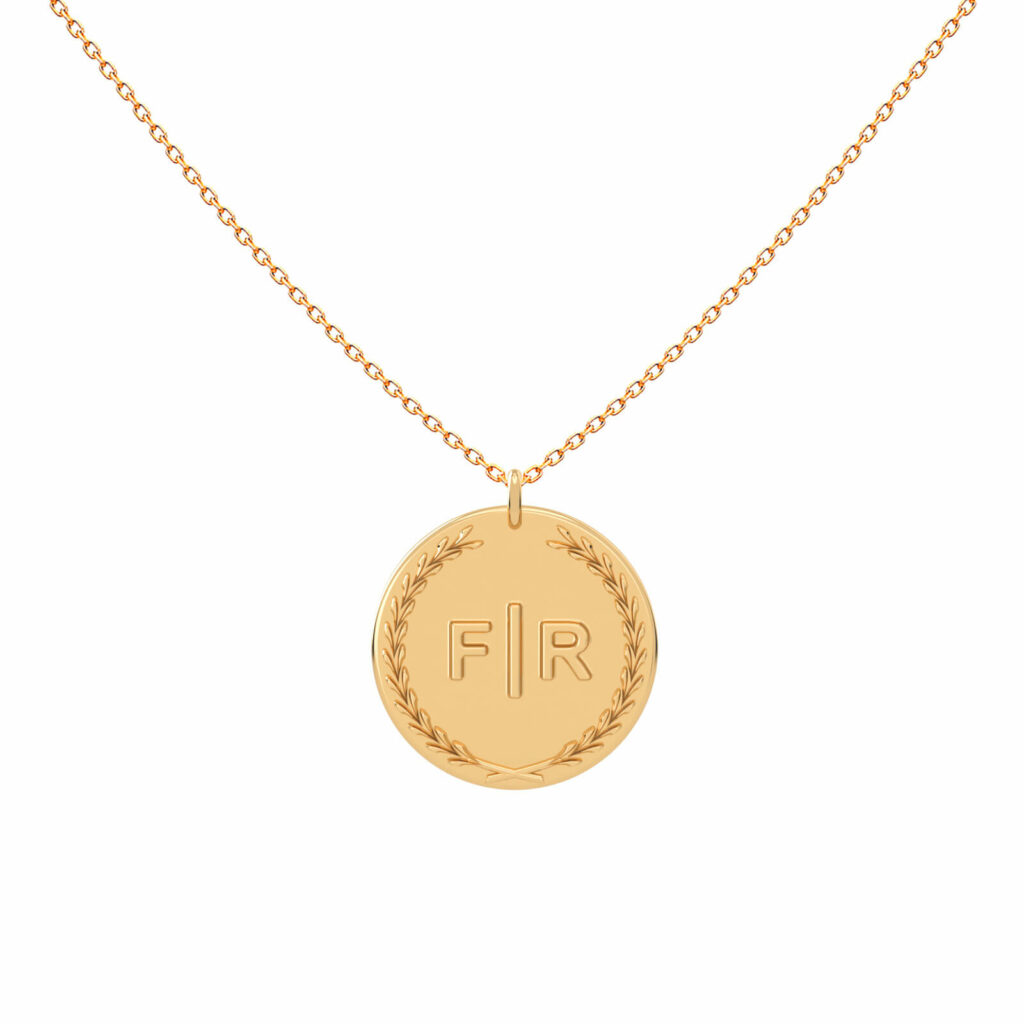 initiales personnalisees-collier-medal-2-lettres-18k-or