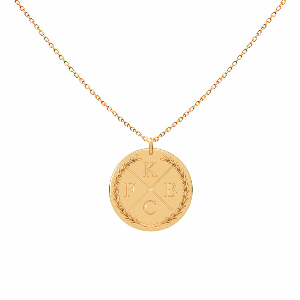 initiales personnalisables-pendant-collier-medal-4-lettres-18k-or