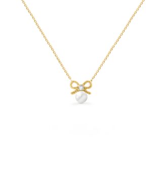 collier pour bébé en diamant et perle - nœud précieux