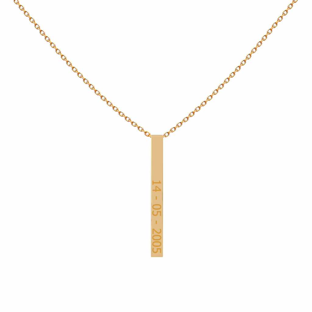 collier personnalisé à barre cubique 4 côtés-18k-or