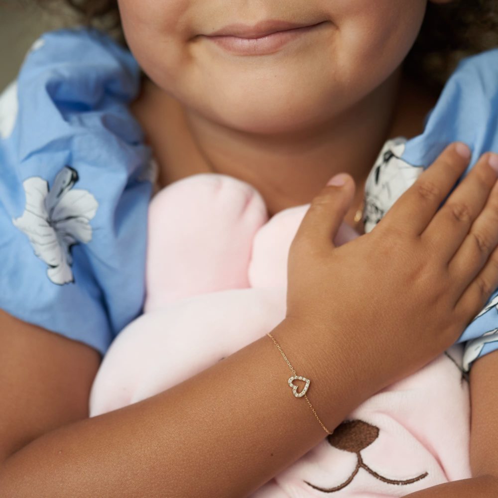 Bracciale per bambini Cuore prezioso in oro 18 carati e diamanti