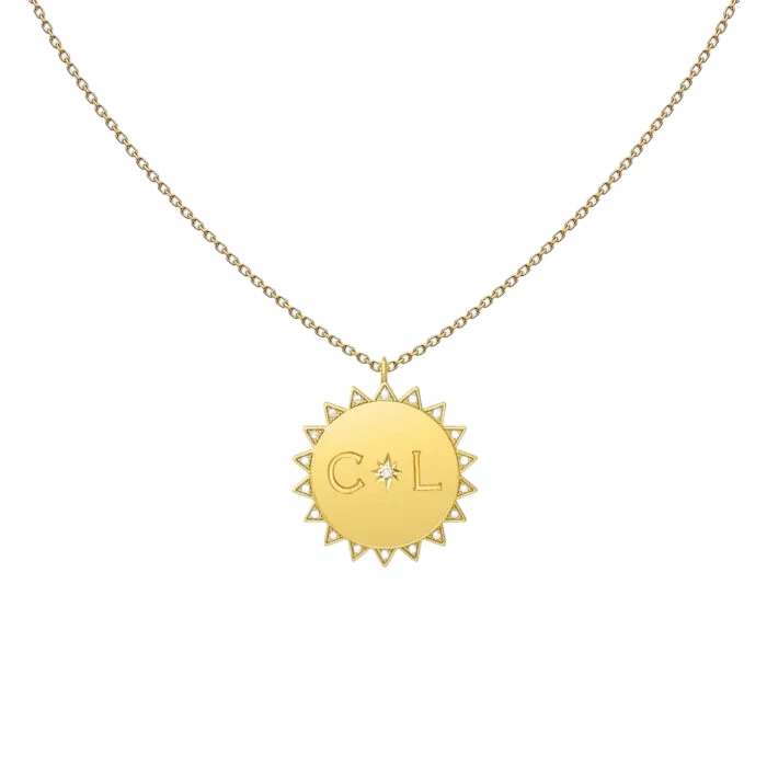 collier personnalisable-diamant-initial-lettres-ensoleillées-18k-or