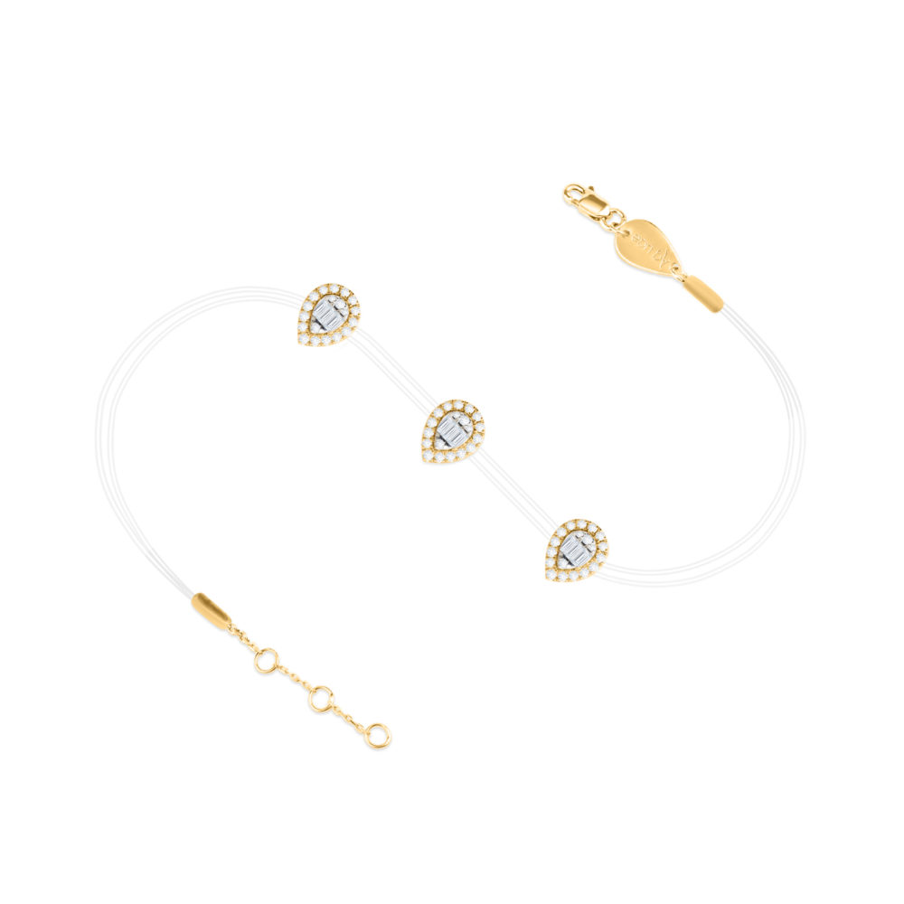 Bracelet de diamants taillés en poire - poire flottante - or 18k