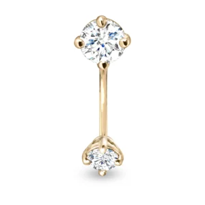 Bauchnabel Diamantring Klassisch und 18K Gold Barbell - Gelbgold - Aquae Jewels - Exquisite Juwelen