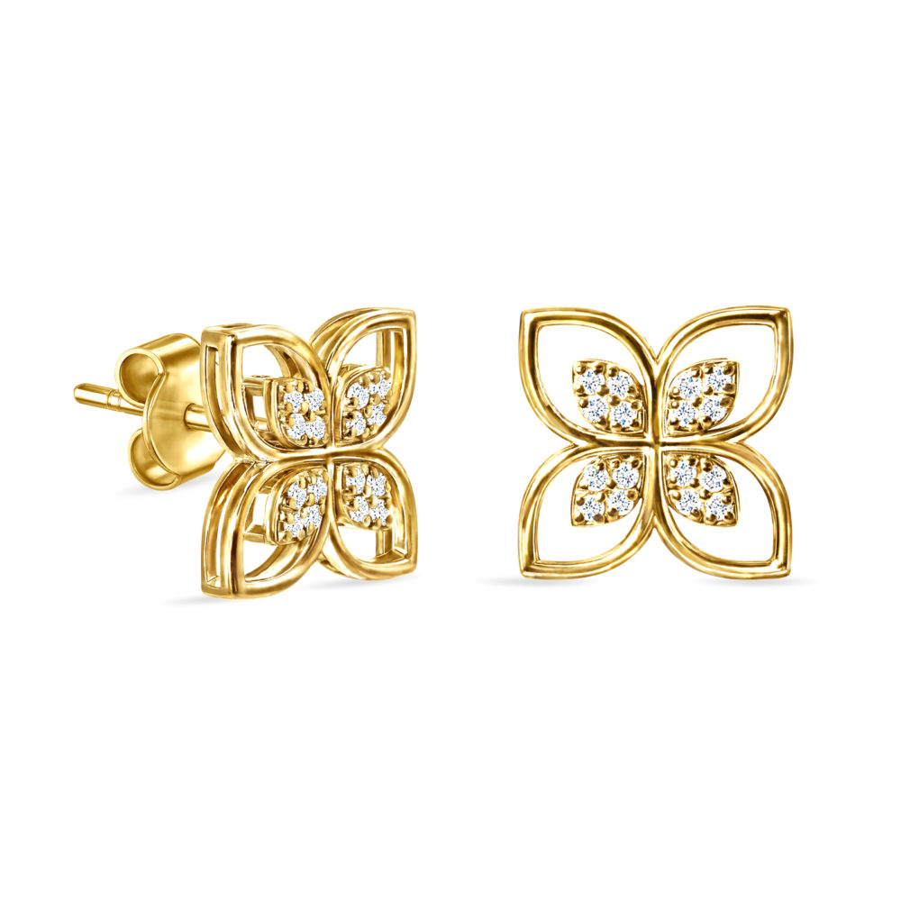 Floral diamond earrings in 18K gold - Felicity Pure