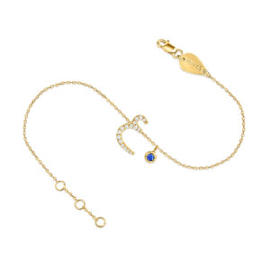 Personalized Gold Bracelet - Letter Birthstone 18K Gold &amp; Diamonds