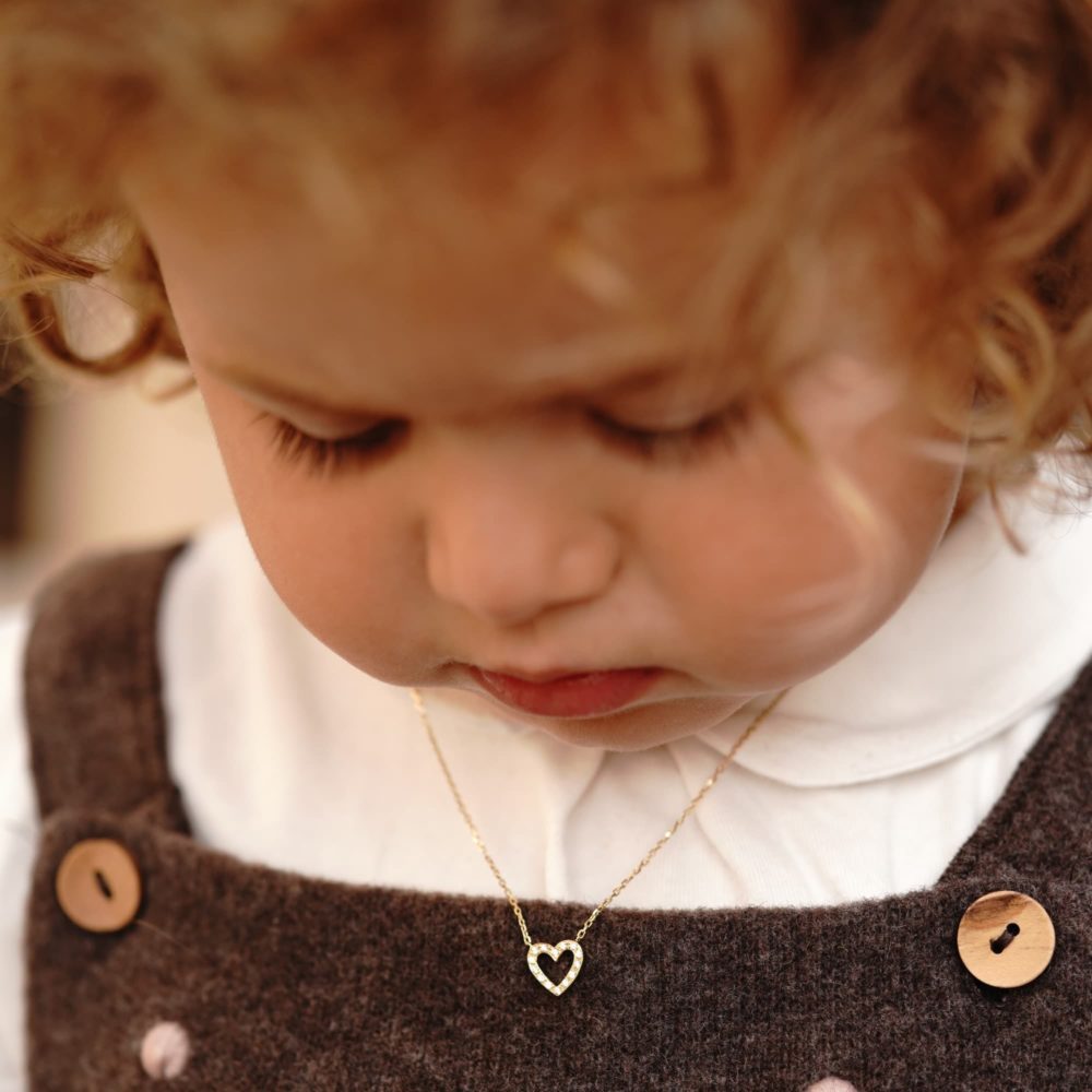 Baby Necklace Precious Heart, 18K Gold And Diamonds