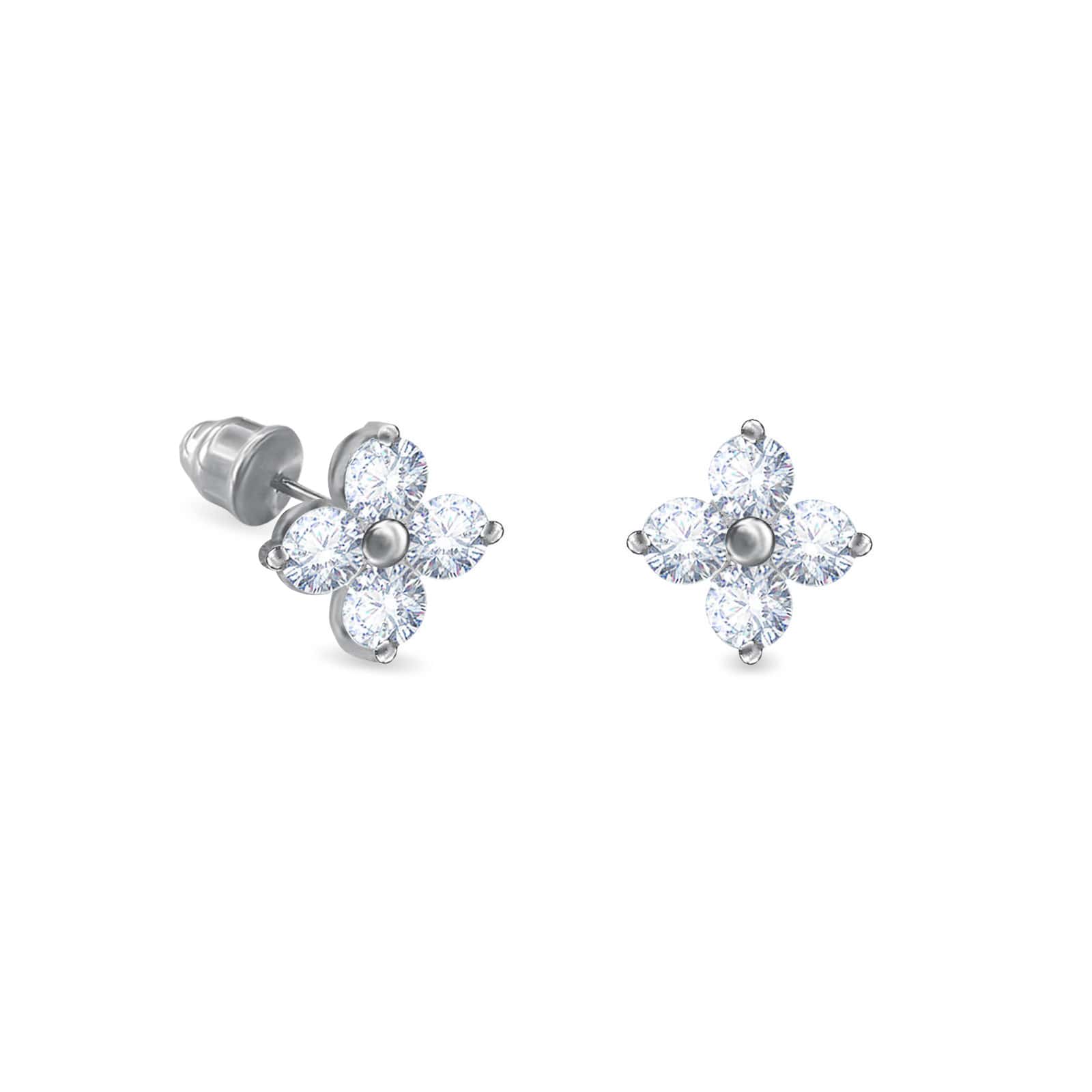 White Gold 18k Flower Baby Girl popular Earrings