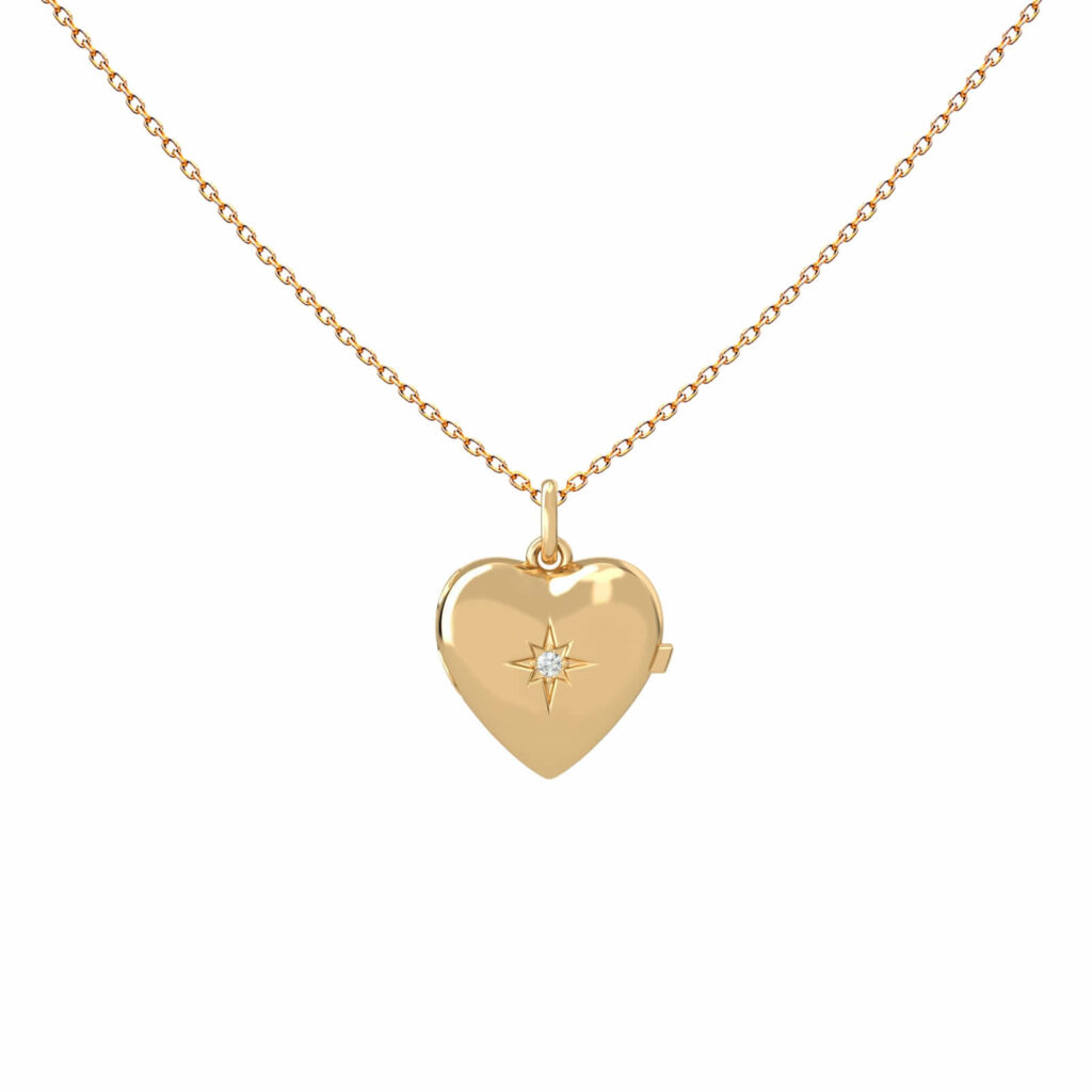 collana d'oro-collo-bambino-cuore-diamante-stella