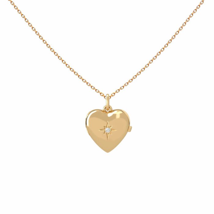 Locket Heart Diamond Star Necklace-Y