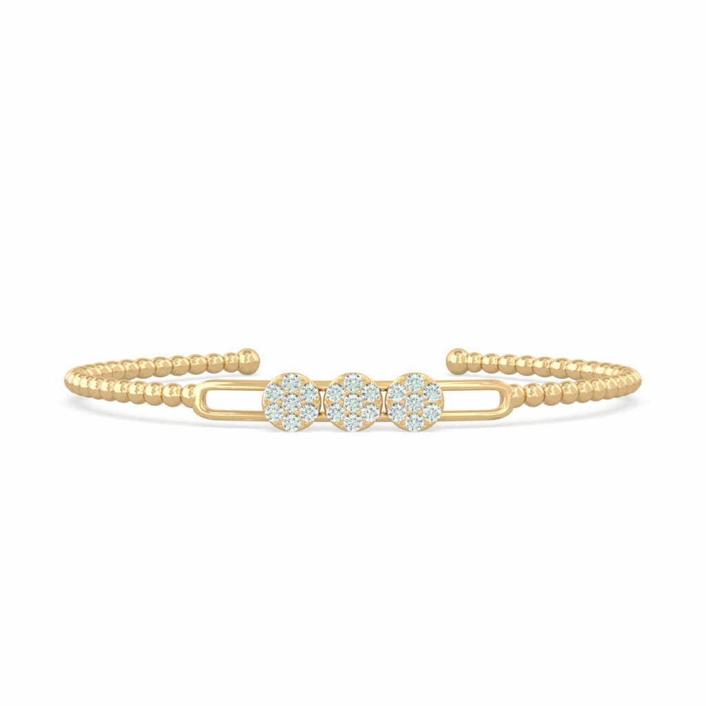 bracciale floreale in oro con diamanti tondi a grappolo 18k-oro