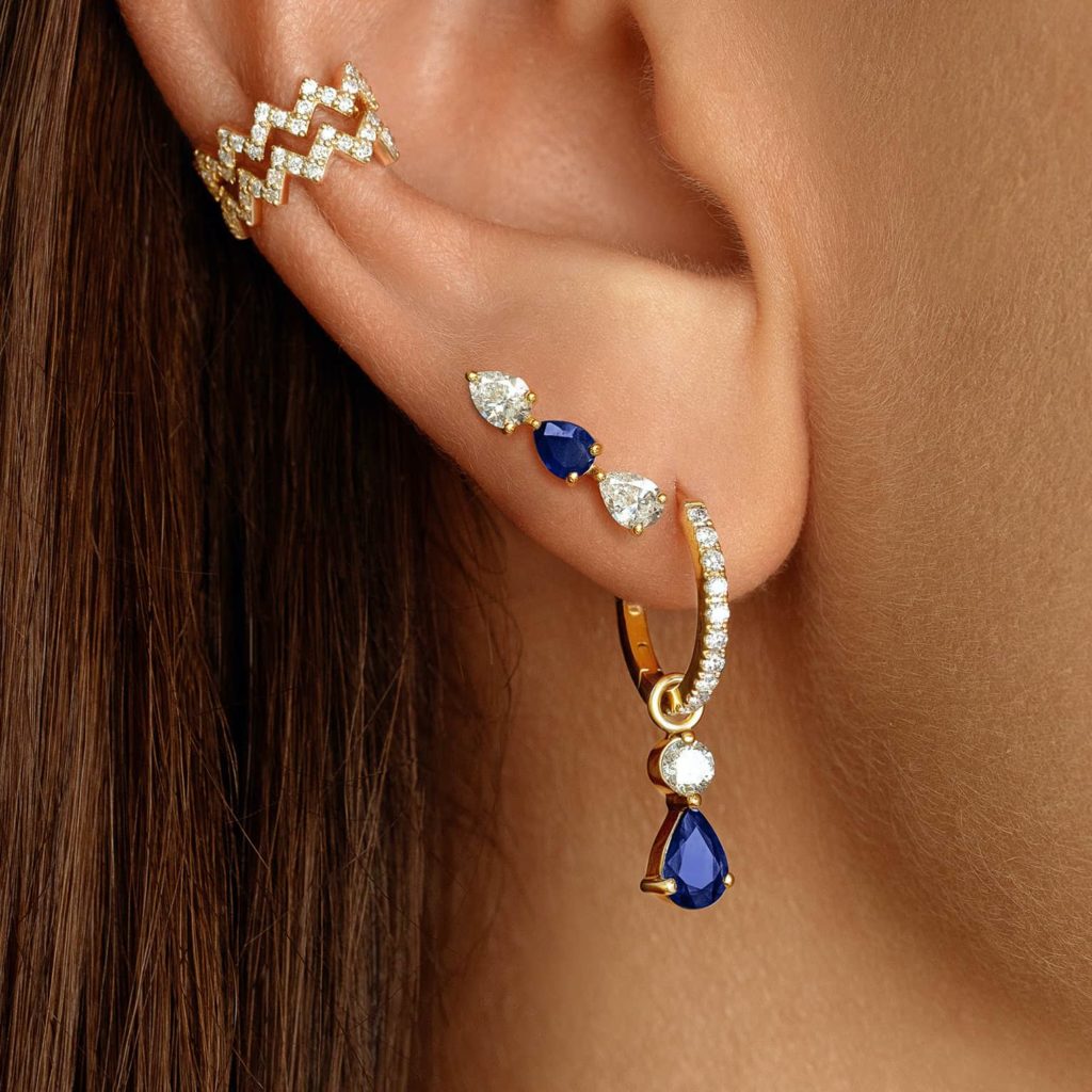 Earrings Kelly Diamonds, 18K Gold & Precious Stones – Ruby | Sapphire | Emerald