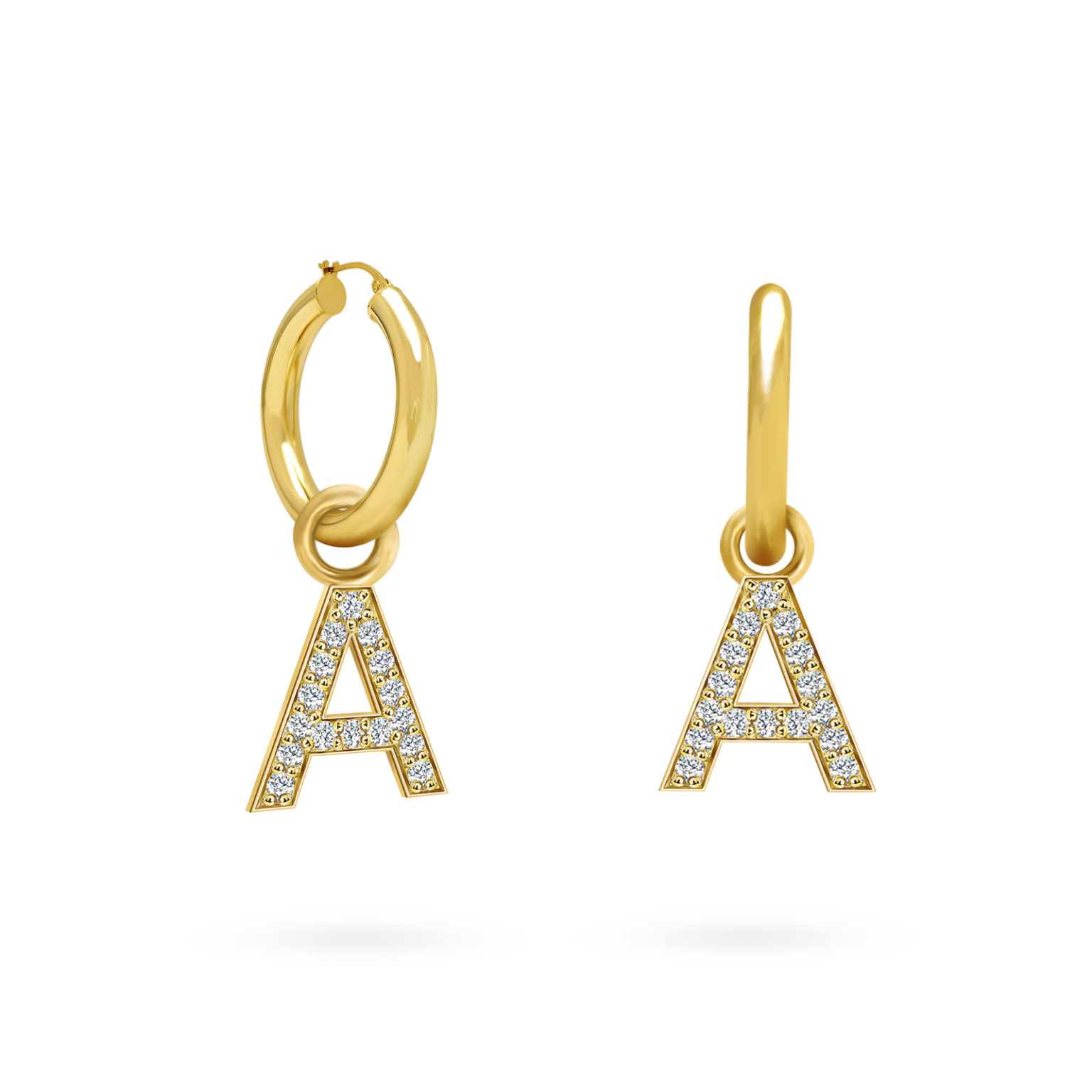 Earrings Mini Alpha Numeric Hoop on 18K Gold and Diamonds - Aquae Jewels