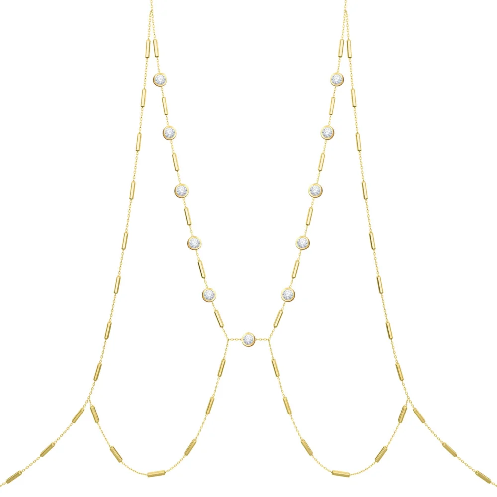 Body Chain Mrs Claude, 18K Gold and Diamonds -yellow gold - Aquae Jewels - Exquisite Jewelry