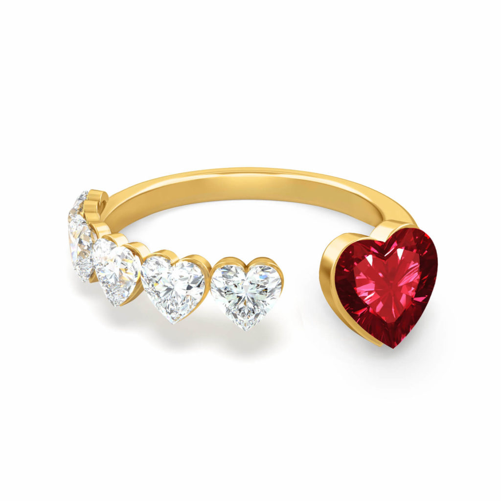 anneau en pierre précieuse en forme de coeur-bague-diamant-bonbon-18k-or