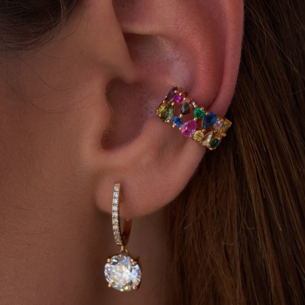 EARRING CUFF RAINBOW PEAR