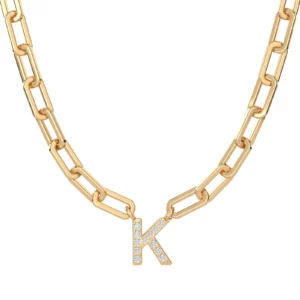Letter Clipper Chain Necklace - Aquae Jewels - Exquisite Jewelry in 18k Gold & Diamonds | Dubaifa