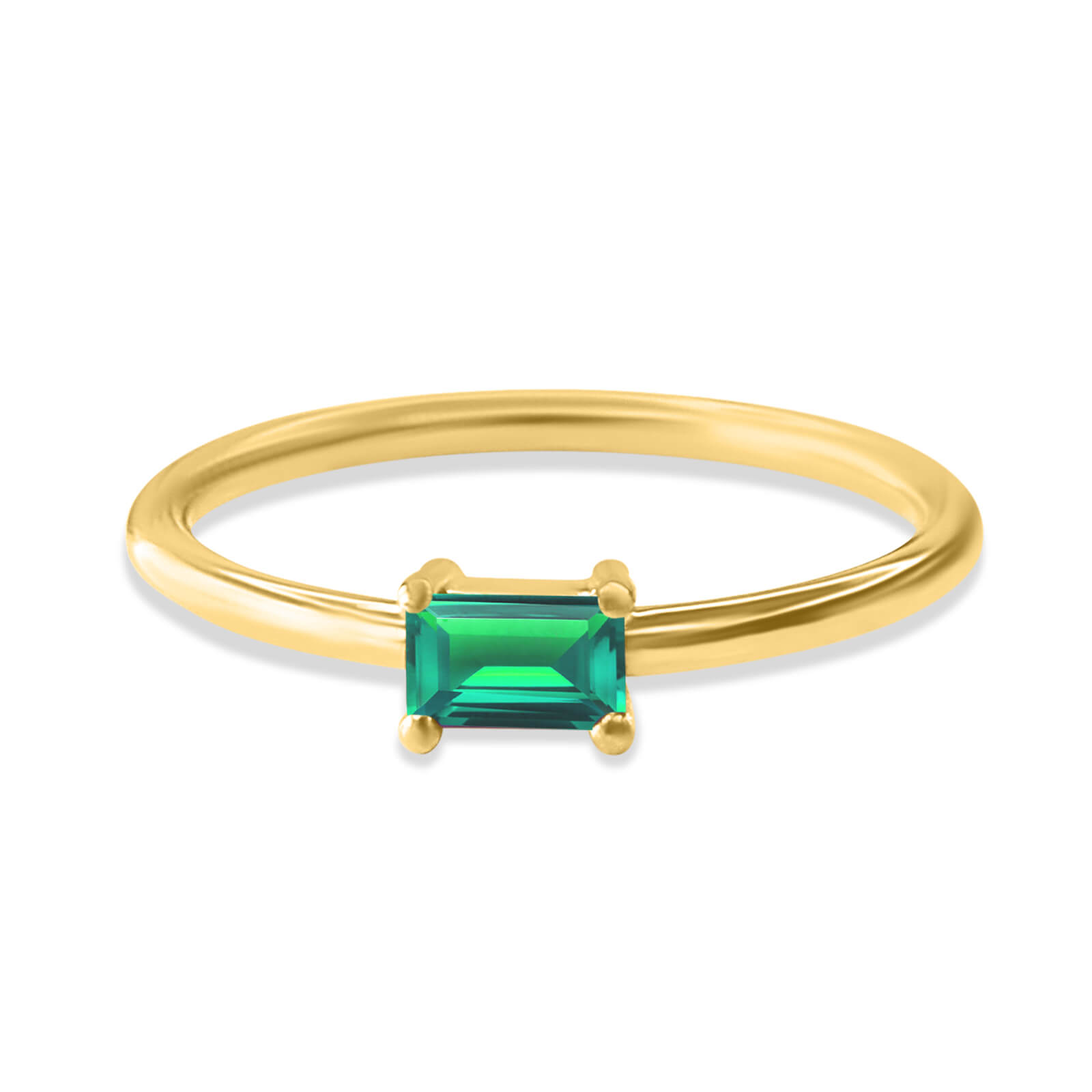 Ring Petite Rectangle 18K Gold and Diamonds - Aquae Jewels