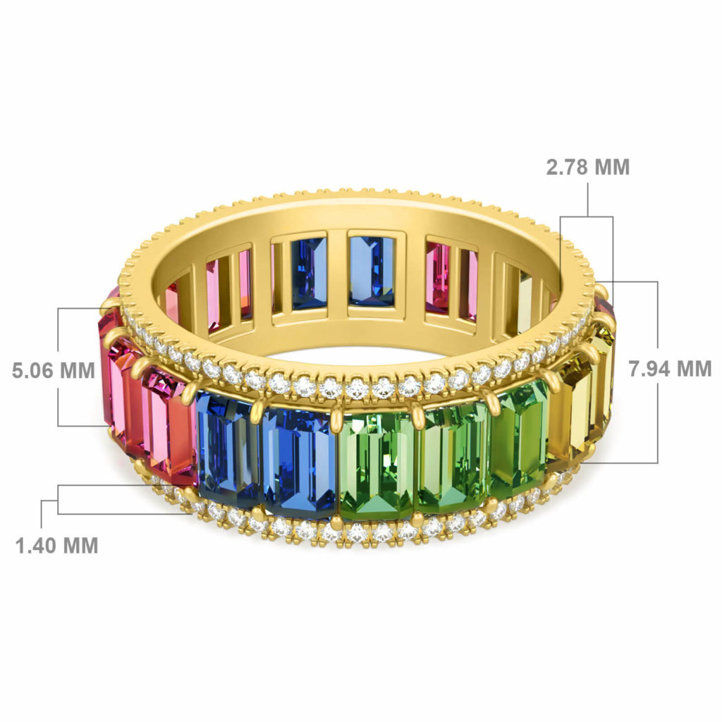 ANELLO BAGUETTE ARCOBALENO